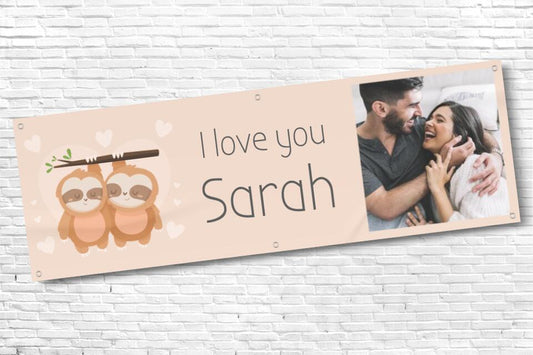 Personalised Sloth Valentines Banner with any Photo and Text