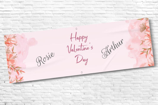 Personalised Pink twin Name Valentines Banner