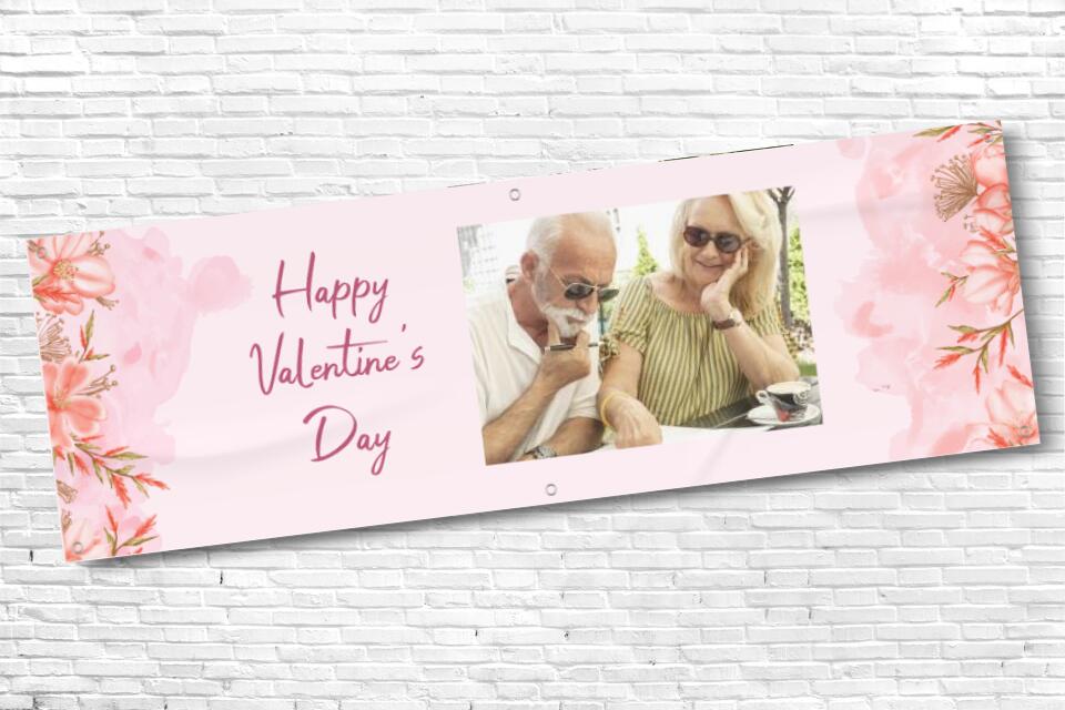 Personalised Floral Valentines Banner with any Photo and Text