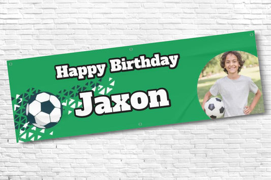 Personalised Football Banner Green with any photo and text