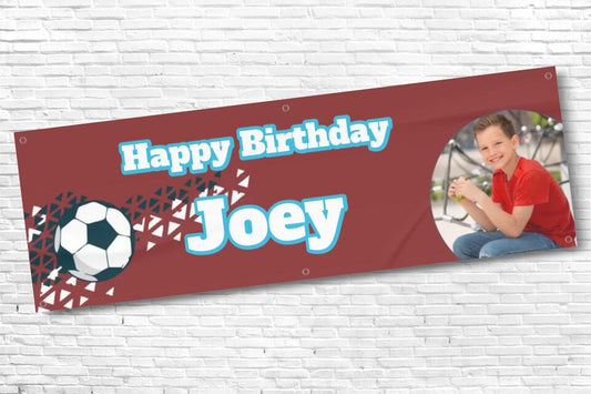 Personalised Football Banner Burgundy with any photo and text
