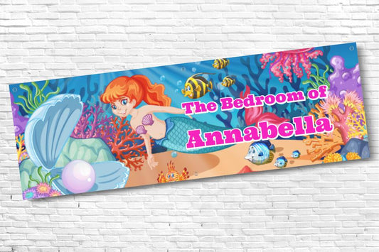Girls Mermaid Personalised Birthday Banner