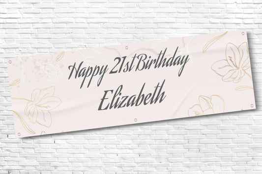 Personalised Floral Background Ladies Birthday Banner