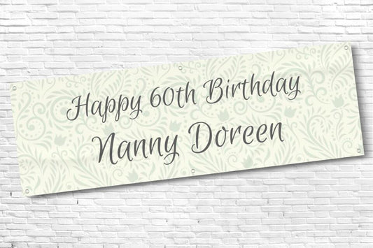 Personalised Floral Background 60th Birthday Banner