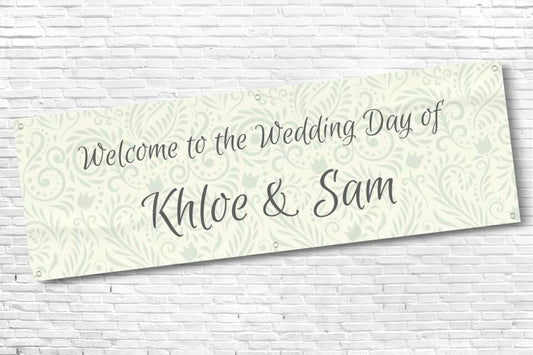 Personalised Floral Background Wedding and Engagement Banner