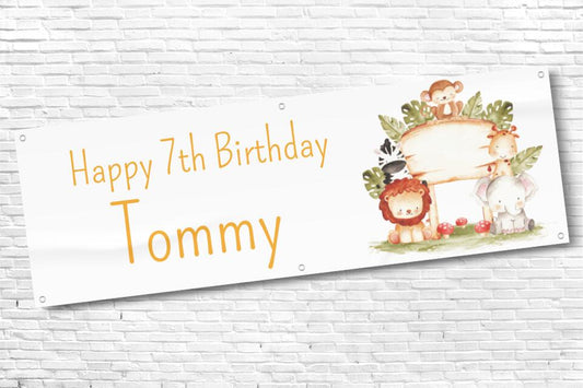 Personalised Boys Safari Birthday Banner