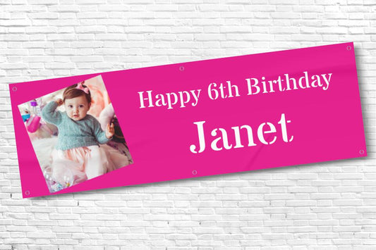 Personalised Fushia Pink Girls and Ladies Birthday Banner