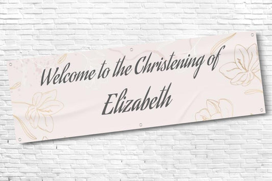 Personalised Floral Background Christening Banner
