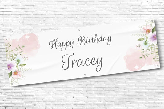 Ladies Personalised Floral Birthday Banner