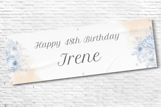 Ladies Floral Personalised Birthday Banner