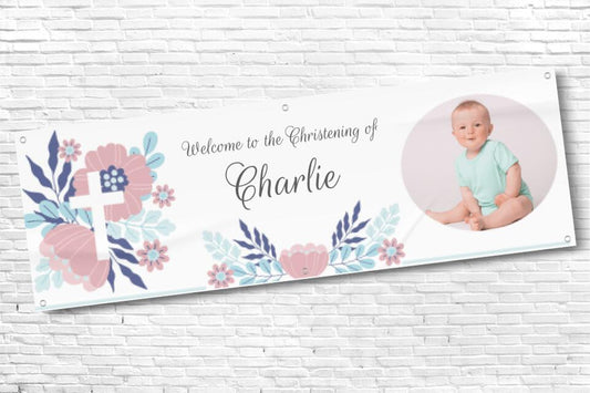 Boys Floral Cross Ceremony Banner