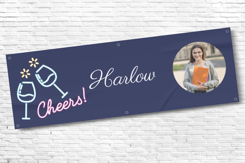 Ladies Personalised Cheers Photo Birthday Banner