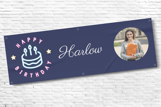 Ladies and Girl's Personalised Birthday Cake Photo Birthday Banner