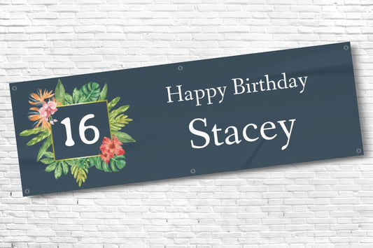 Ladies and Girl's Personalised Floral Age Birthday Banner