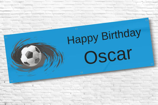 Men's and Boy's Personalised Blue Football Birthday Banner