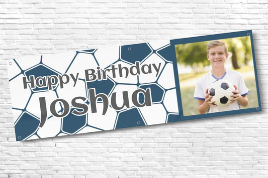 Men's and Boy's Personalised Football Photo Birthday Banner