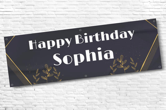 Ladies and Girl's Personalised Floral Gold Birthday Banner