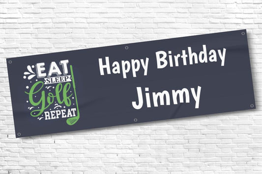 Men's and Boy's Personalised Eat Sleep Golf Repeat Birthday Banner