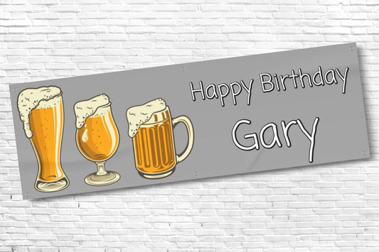Men's Personalised Three Beers Birthday Banner