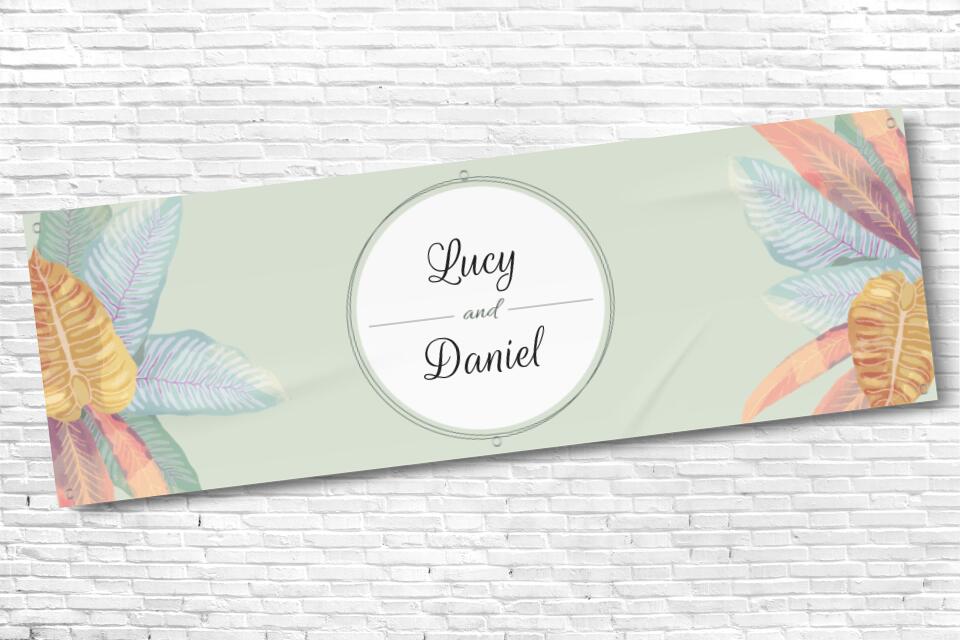 Personalised Green Corner Floral Wedding Banner