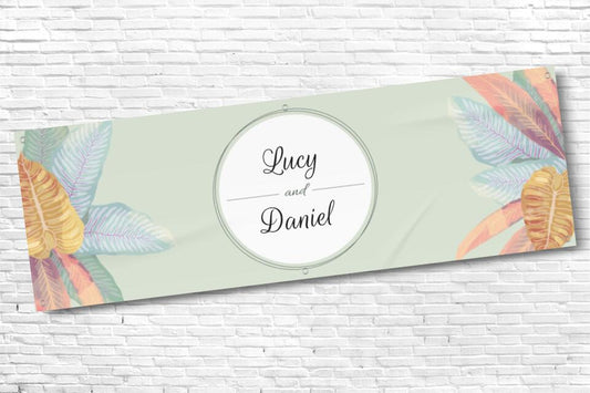 Personalised Green Corner Floral Wedding Banner