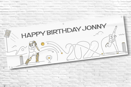 Men's and Boy's Personalised Cricket 2022 Birthday Banner