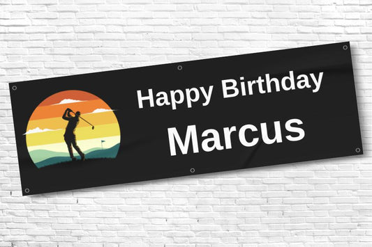 Men's and Boy's Personalised Gold Sunset Birthday Banner