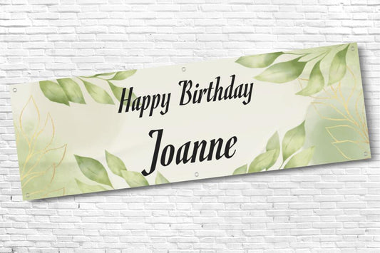 Ladies and Girl's Personalised Leaf Gold Birthday Banner