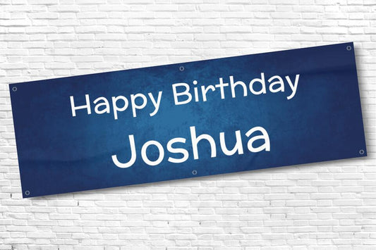Men's and Boy's Personalised Blue Cloudy Fade Birthday Banner