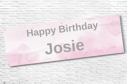 Ladies and Girl's Personalised Cloudy Pink Birthday Banner
