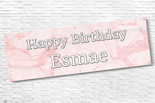 Ladies and Girl's Personalised Pink Marble Birthday Banner