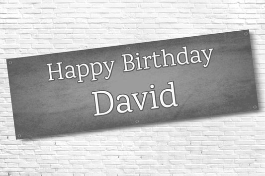 Men's and Boy's Personalised Grey Marble Birthday Banner