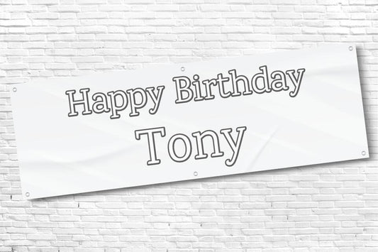 Men's and Boy's Personalised White Streak Birthday Banner