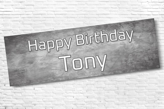 Men's and Boy's Personalised Grey Marble Birthday Banner