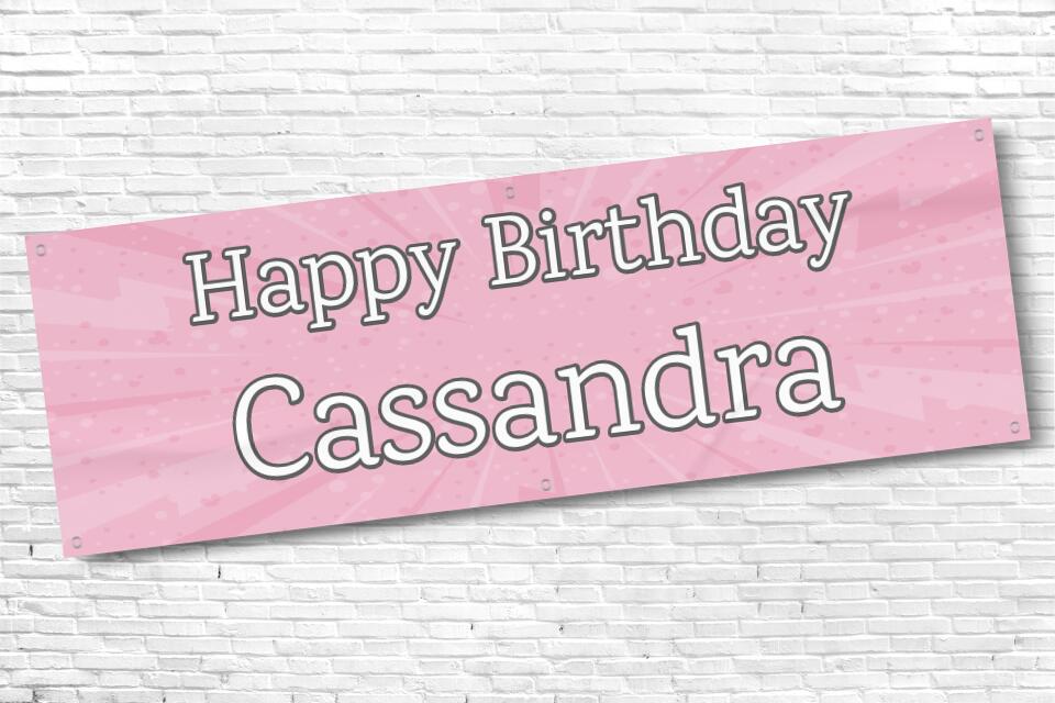 Ladies and Girl's Personalised Pink Lightning Birthday Banner
