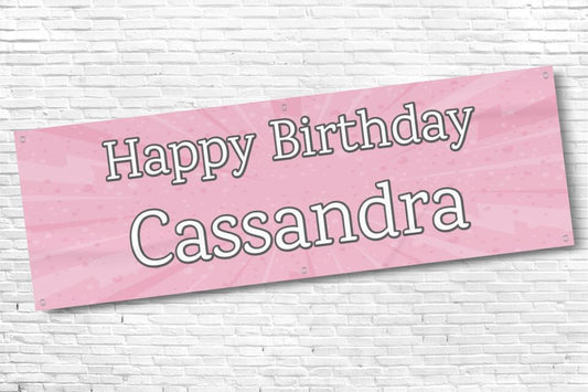 Ladies and Girl's Personalised Pink Lightning Birthday Banner