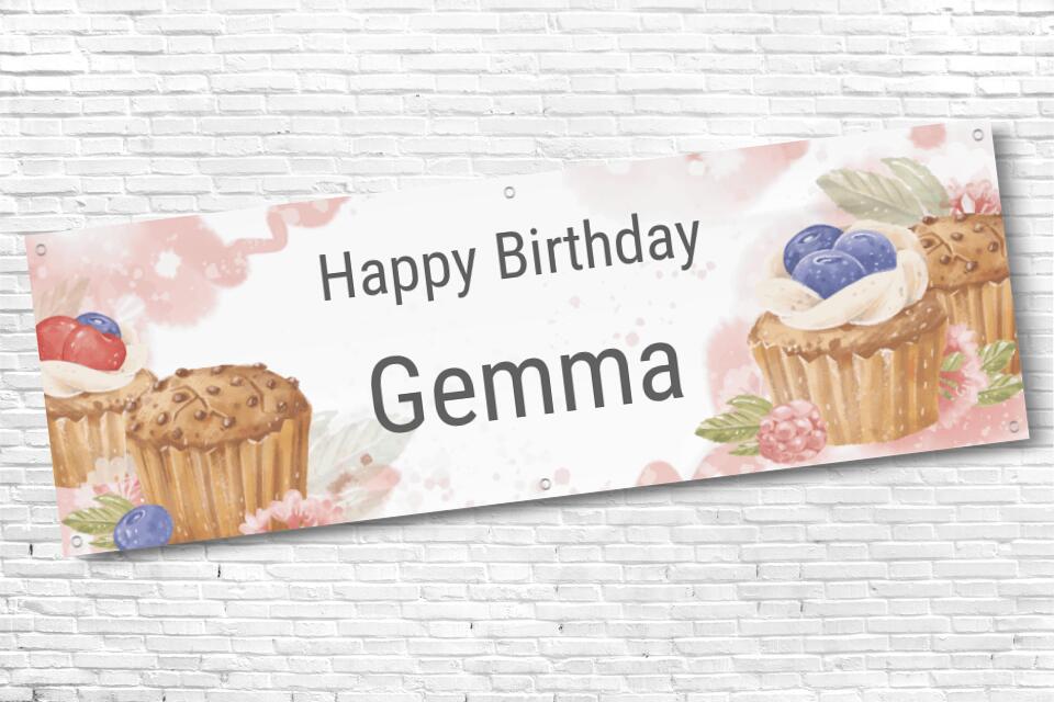 Ladies and Girl's Personalised Cupcake Birthday Banner
