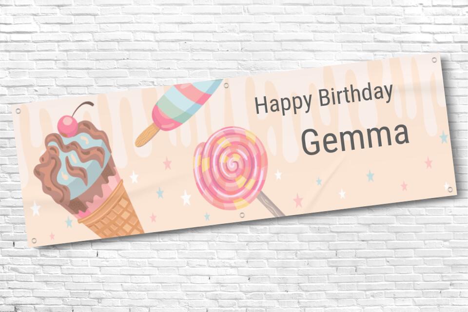 Ladies and Girl's Personalised Sweets Birthday Banner