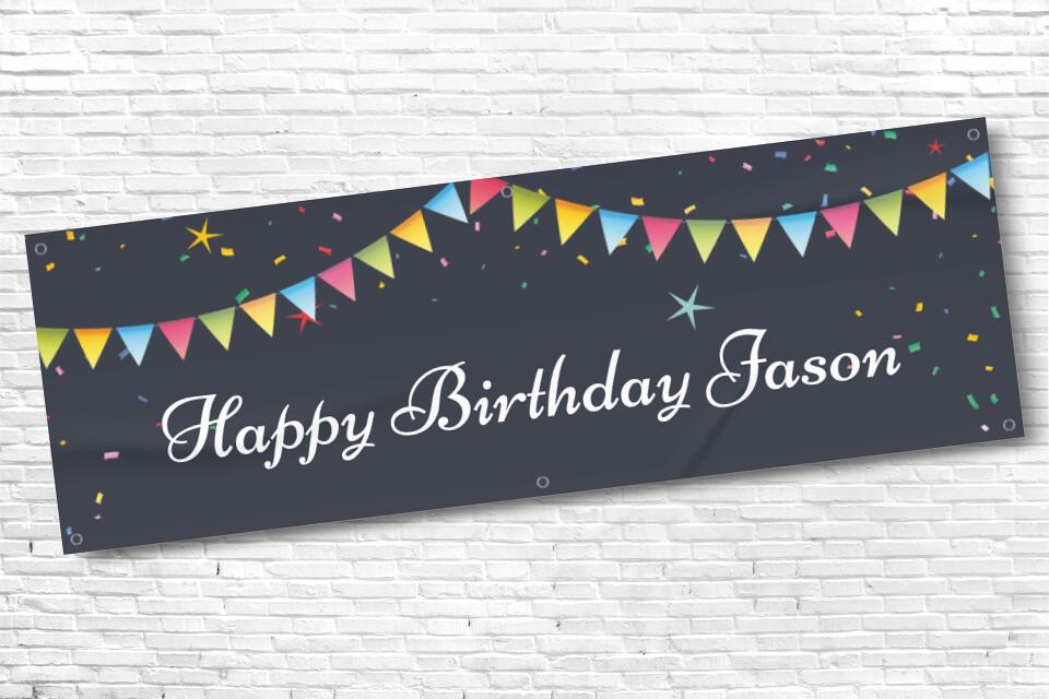 Men's and Boy's Personalised Black Bunting Birthday Banner