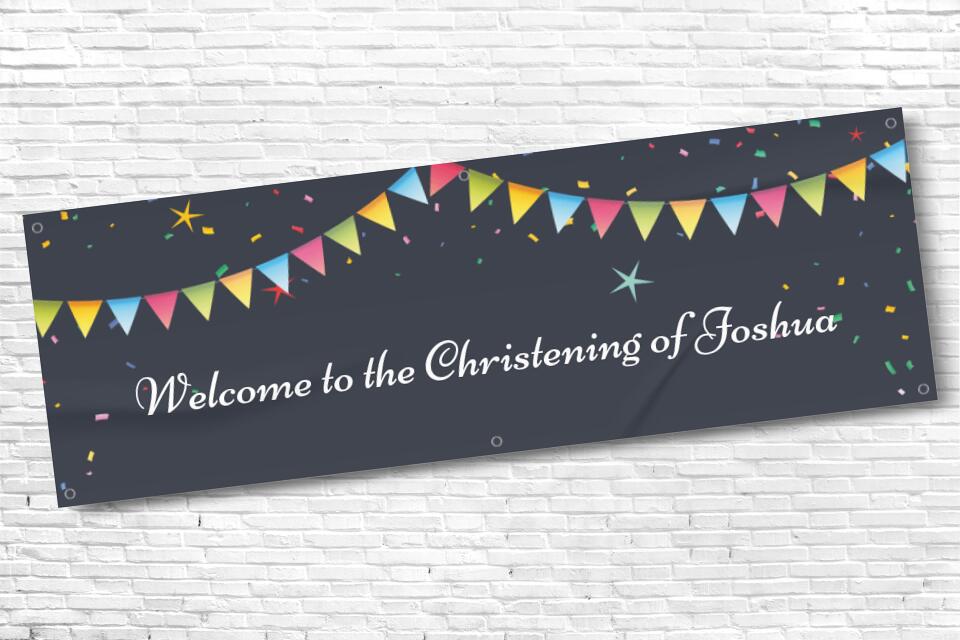Boy's Personalised Black Bunting Ceremony Banner