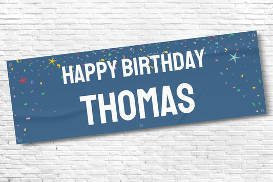 Men's and Boy's Personalised Blue Starry Birthday Banner