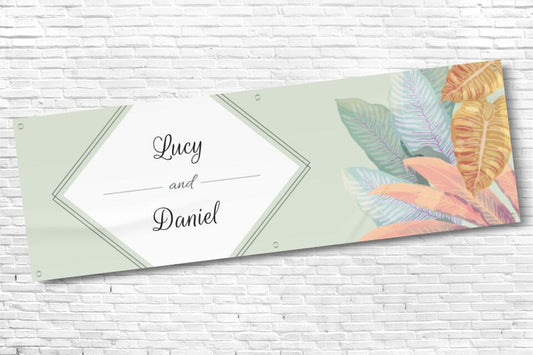 Personalised Green Diamond Floral Wedding Banner