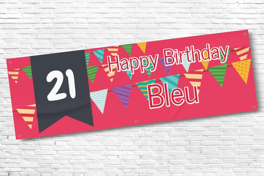Men's and Boy's Personalised Red Bunting Age Birthday Banner