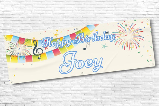 Men's and Boy's Personalised Rainbow Bunting Firework Birthday Banner