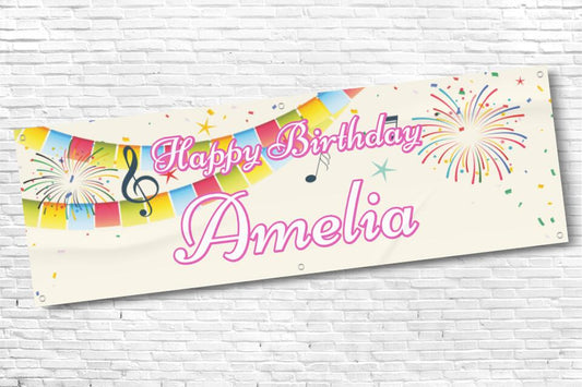 Ladies and Girl's Personalised Rainbow Bunting Firework Birthday Banner
