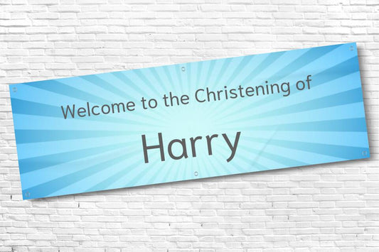 Boy's Personalised Blue Beam Ceremony Banner