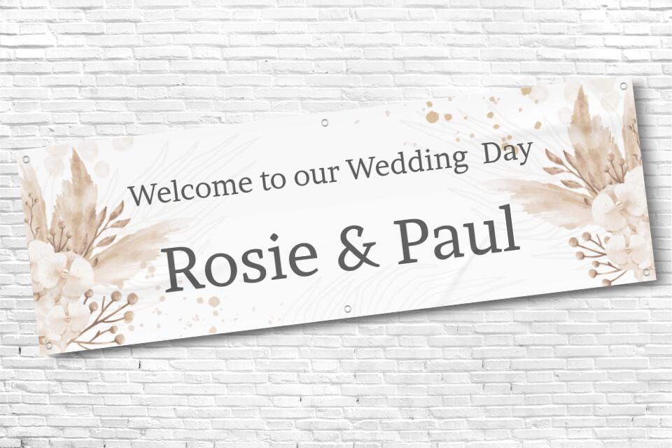 Personalised Pastel Floral Wedding Banner