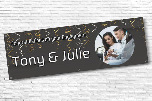 Personalised Black Streamer Photo Wedding Banner