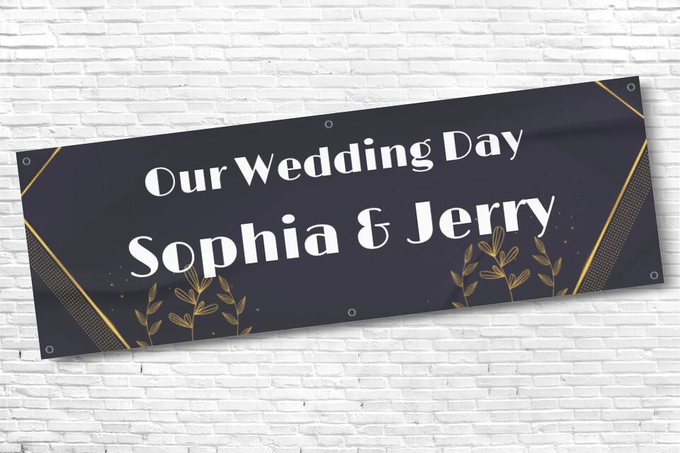 Personalised Gold Line Wedding Banner