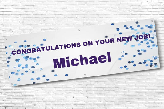 Personalised Blue Confetti Congratulations Banner with any text